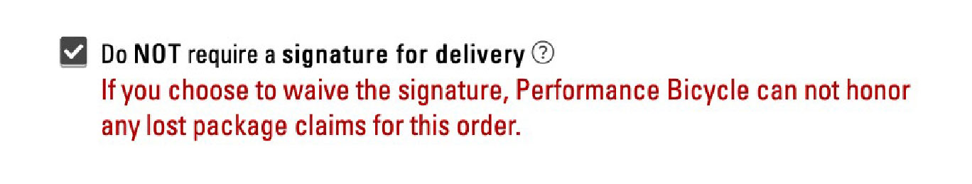 Do NOT require a signature delivery box checked